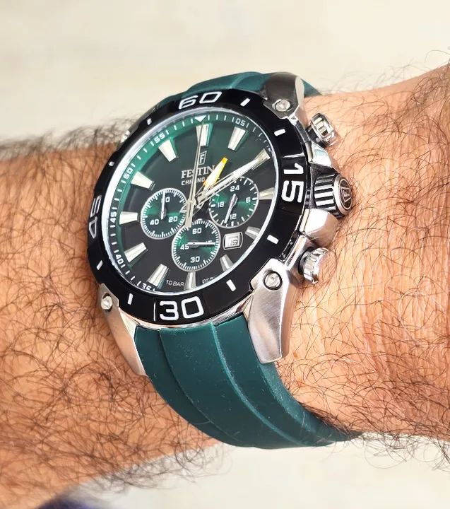 Relógio Festina Chrono Bike verde silicone verde super conservado - Foto 4