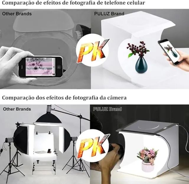 Estúdio Fotográfico Portátil, Tenda Fotográfica de Estúdio Fotográfico de 23cm x 23cm - Foto 3