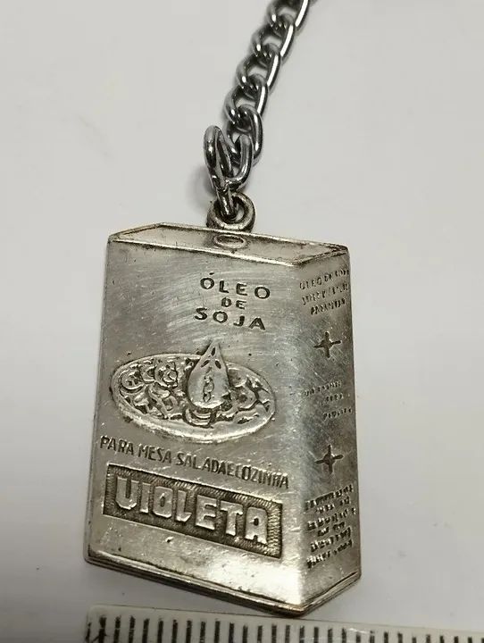 Chaveiro Antigo Óleo de Soja Violeta Metal - Foto 4
