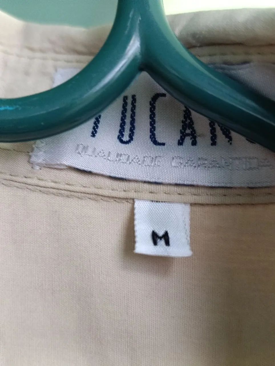 Camisa de botão  Bege da moda Imita Linho - Foto 4