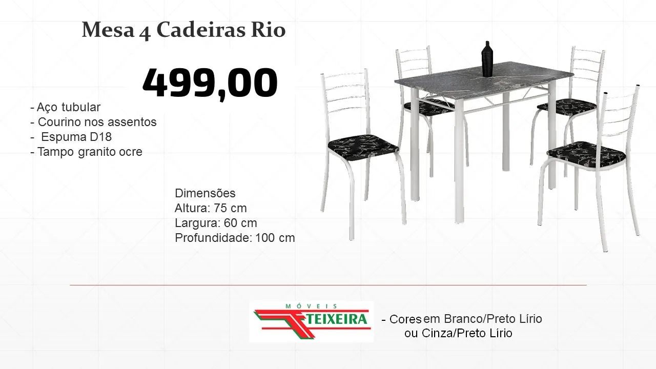 Mesa 4 Cadeiras Rio 100x60 -ENTREGA HOJE !!! 