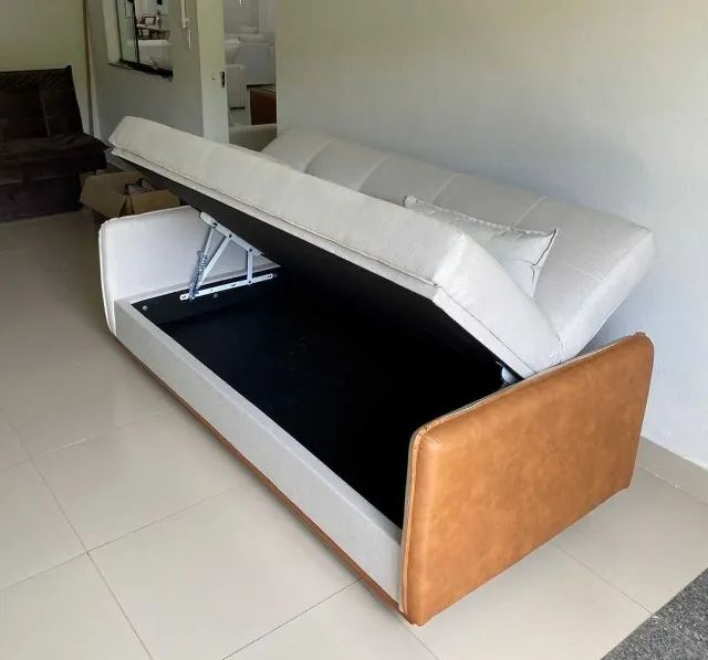 Sofá Cama c/ Baú Ipanema 2,05m Linho e Courissimo varios modelos novo - Foto 2