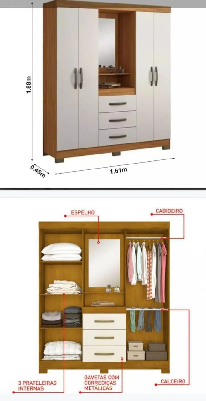 Guarda-Roupa com Espelho novo garantia entrego monto  - Foto 2