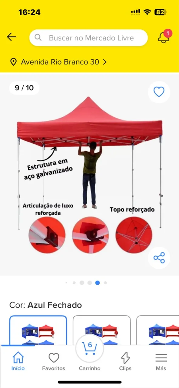 Tenda Gazebo Azul Fechado com Estrutura em Aço Galvanizado