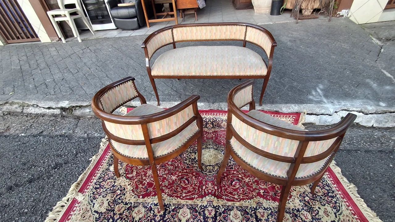 Trio Art deco em madeira imbuia maciça  - Foto 3