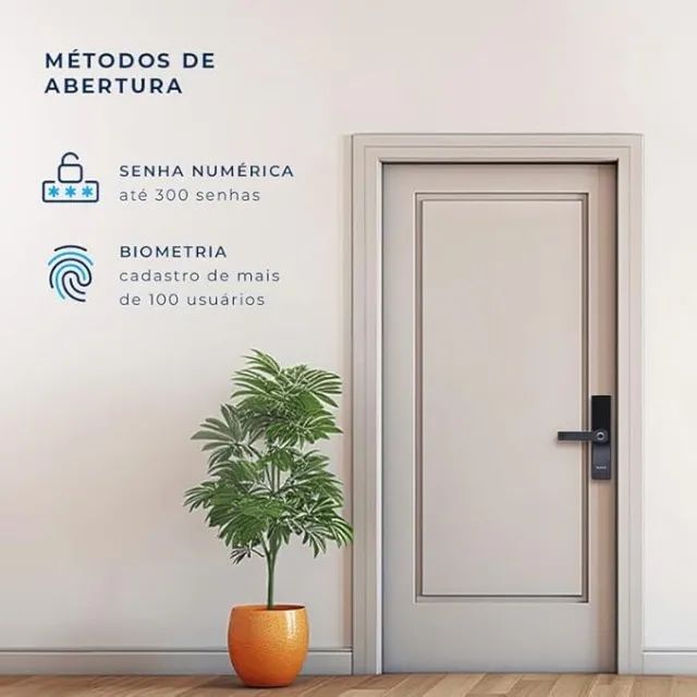 FECHADURA DIGITAL DE EMBUTIR COM BIOMETRIA ESF-DE2000B - PRETA - Foto 2