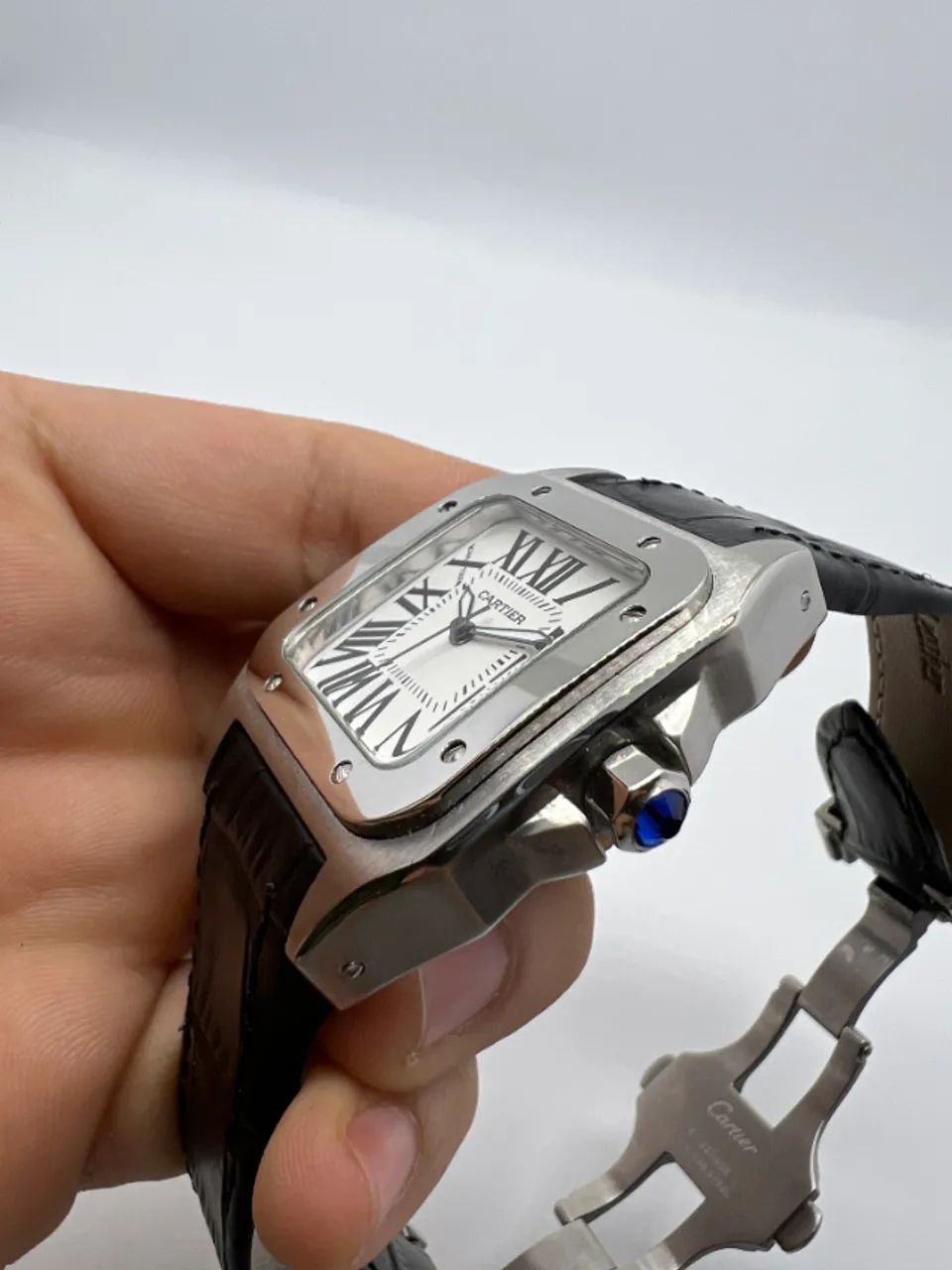 Cartier Santos Couro Luxo Automatico - Foto 2