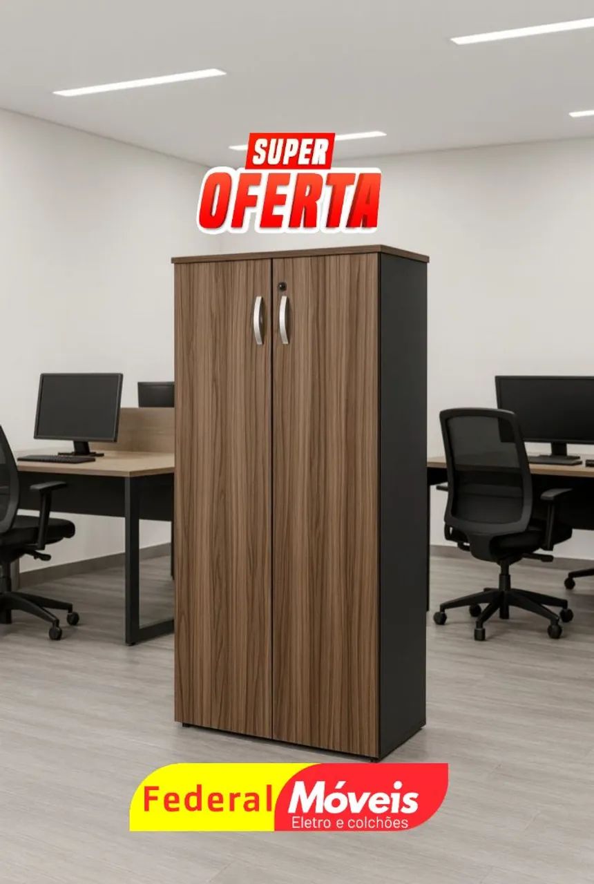 Armário de Escritório Fechado 2 Portas 1,59x0,80x0,42 - Espaço e praticidade!