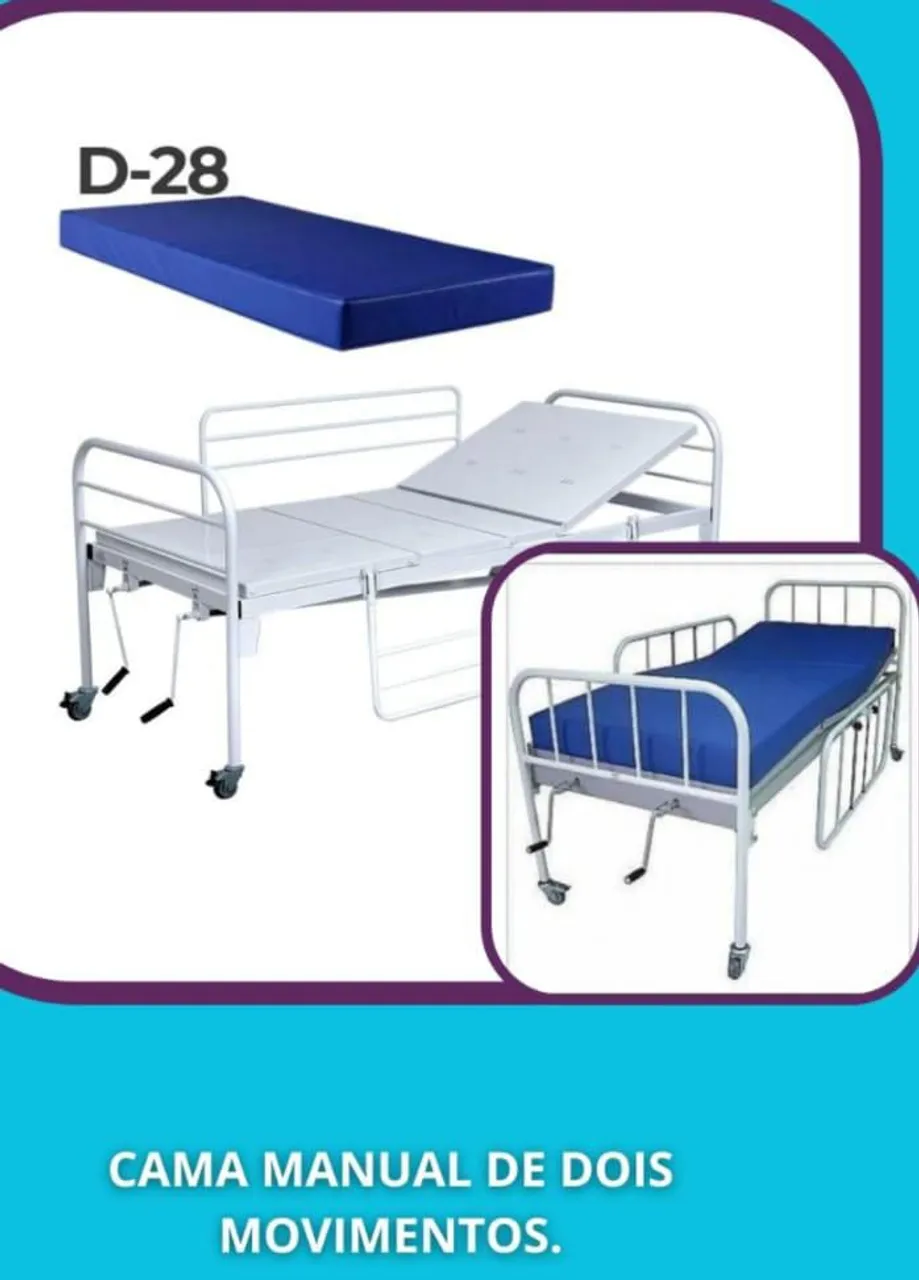 Cama Hospitalar Manual de 2 Movimentos