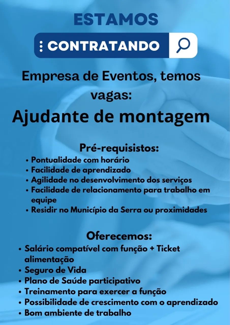 Ajudante de Montagem - Empresa de Eventos
