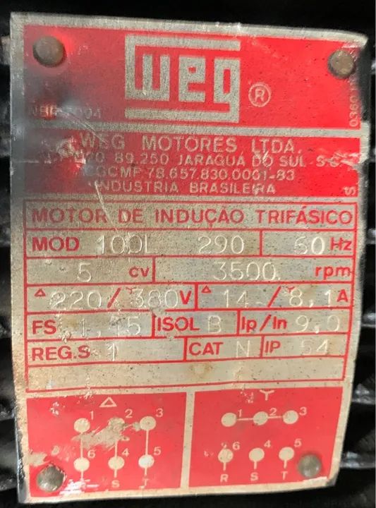 Motor WEG trifásico 5 CV de indução  alta rotação.  BARATO - Foto 3