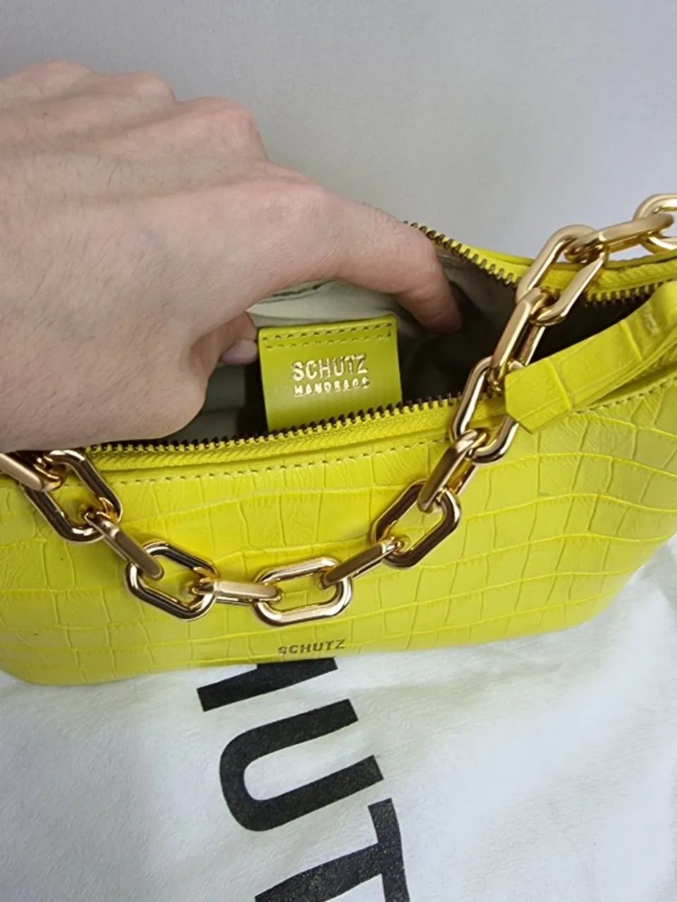 Bolsa Schutz Couro Croco Original Lima - Foto 2