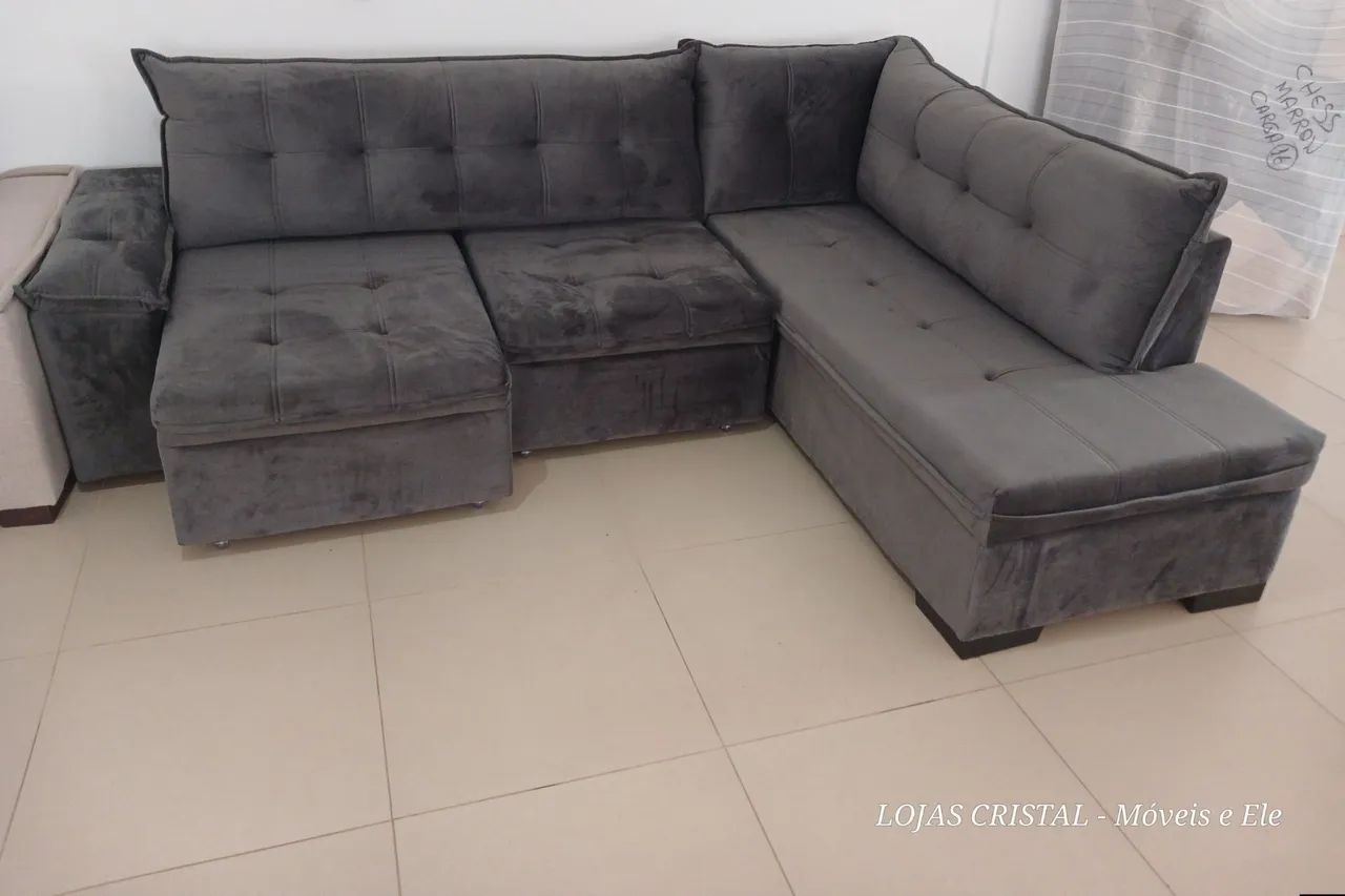 Sofá de Canto parcelamos no Carnê Cinza - Novo