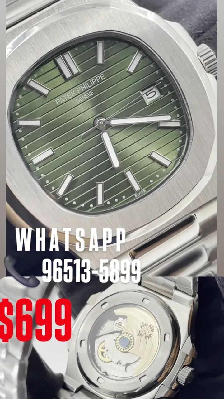 Relógio PATEK PHILIPPE AUTOMÁTICO  - NAUTILUS - FUNDO VERDE  - Foto 3