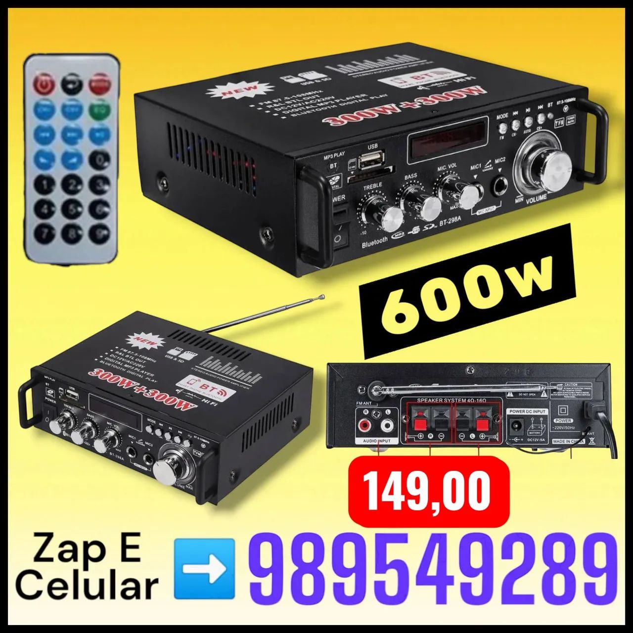 AMPLIFICADOR DE SOM 600W 