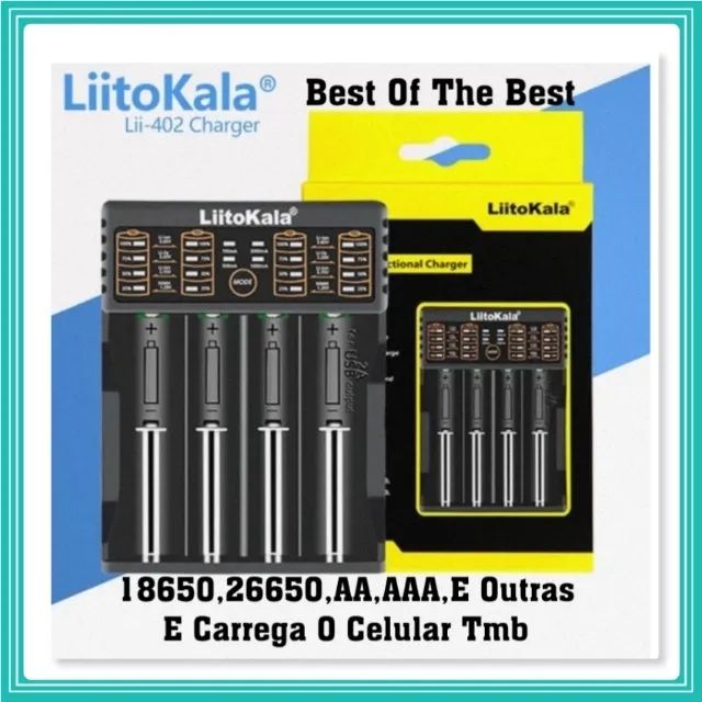 Carregador Liitokala Lii-402 Para Varios Tipos De Baterias 18650 Com Usb