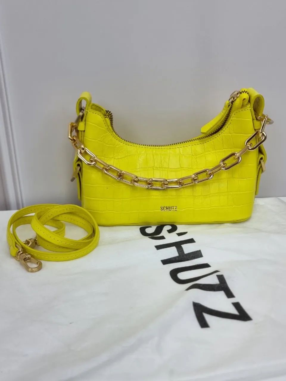 Bolsa Schutz Couro Croco Original Lima - Foto 5