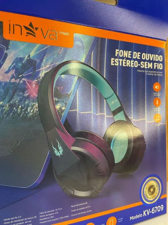 FONE DE OUVIDO ESTÉREO HEADPHONE SEM FIO - KV 6709 INOVA - Foto 4