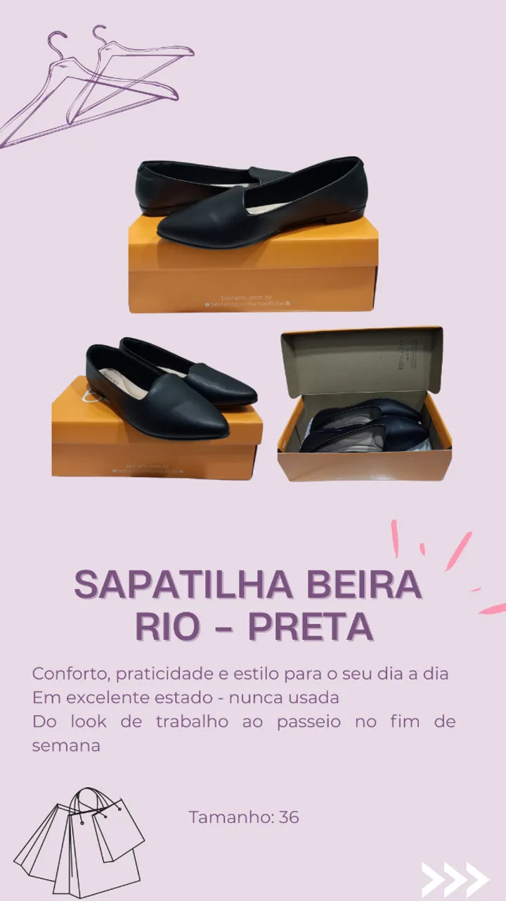 Sapatilha Beira Rio Preta - Nº 36 nova