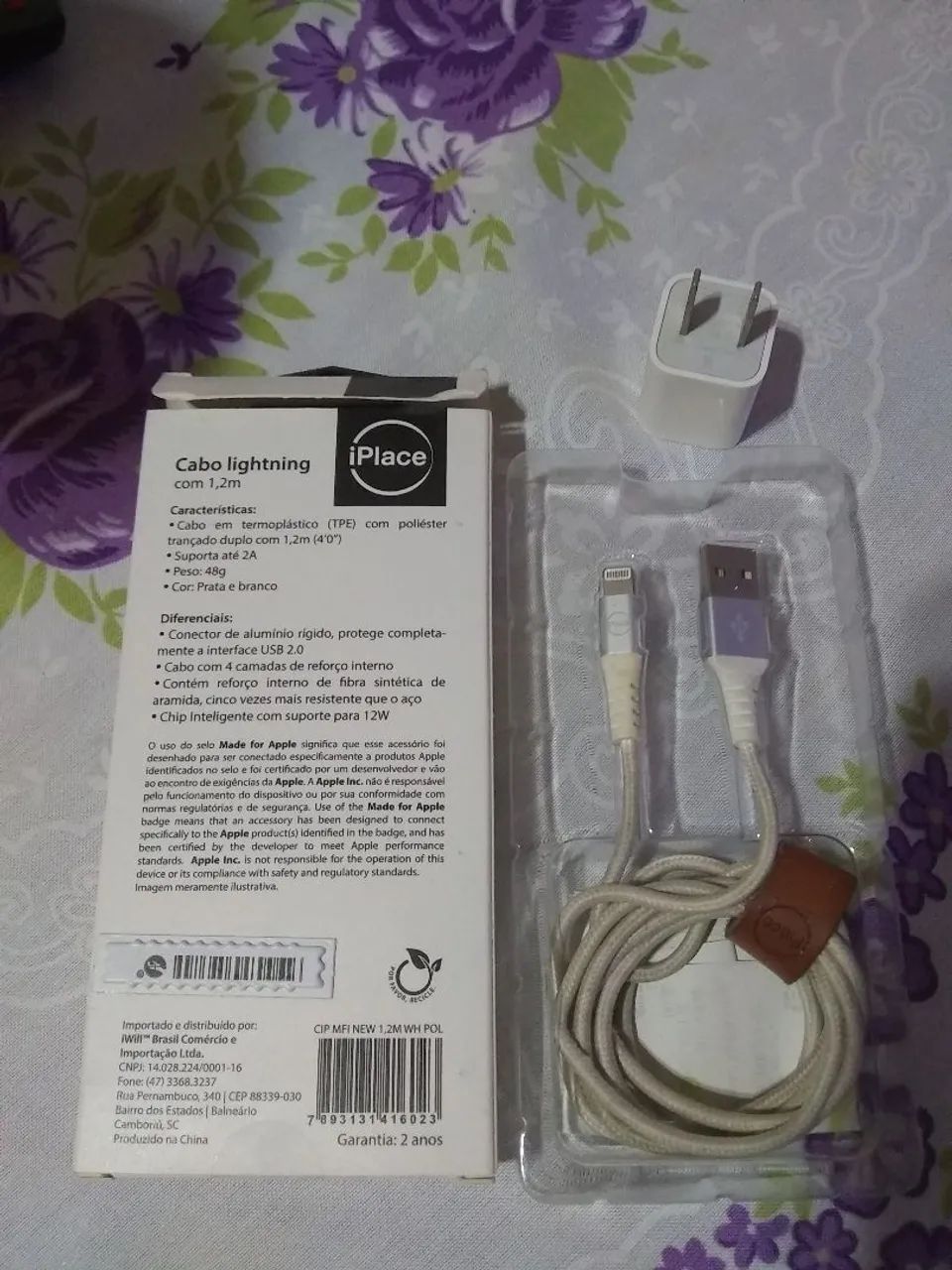 Cabo Lightning iPlace 1,2m + Carregador