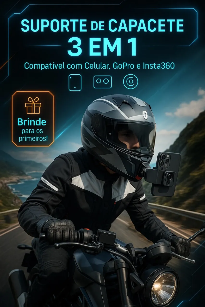 SUPORTE DE CAPACETE PRO - GRAVE SUAS ROTAS COMO UM PRO!