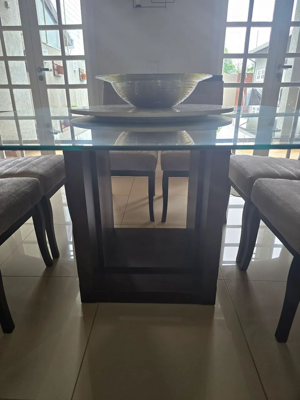 Mesa de Jantar Quadrada com Tampo de Vidro  - Foto 2