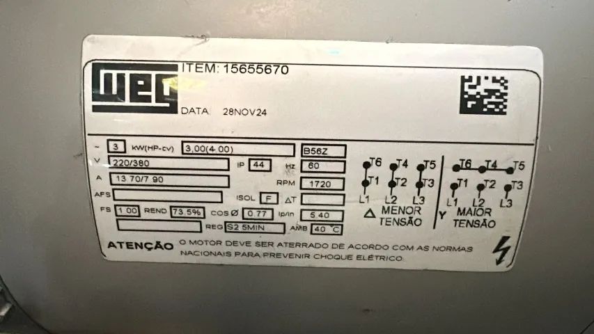 Motor Trifásico P/ Elevador Automotivo 4cv Weg Original Novo 220v/380v - Foto 4