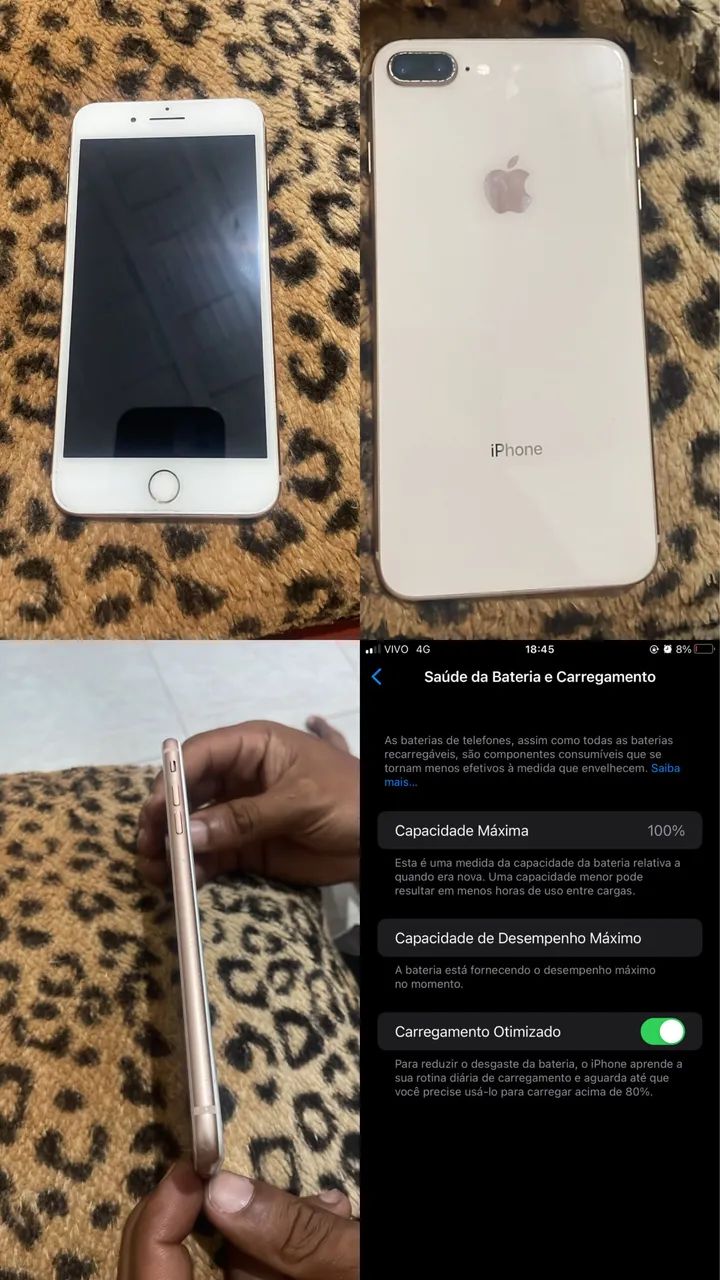 iPhone 8 Plus 100% bateria nunca foi mexido