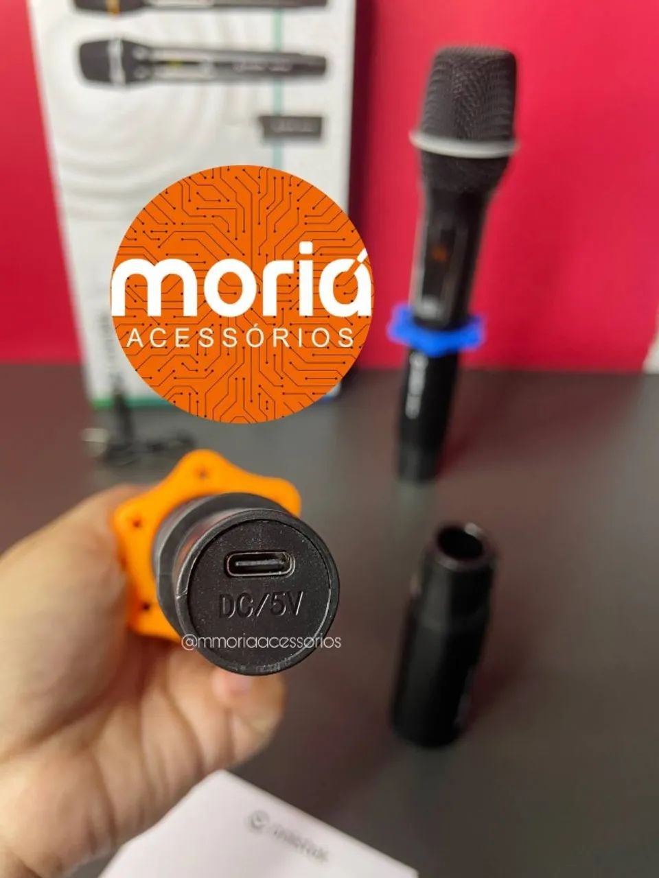Microfone Duplo Sem Fio com Receptor de Sinal, Anel Deslizante Onistek MC825 - Foto 4