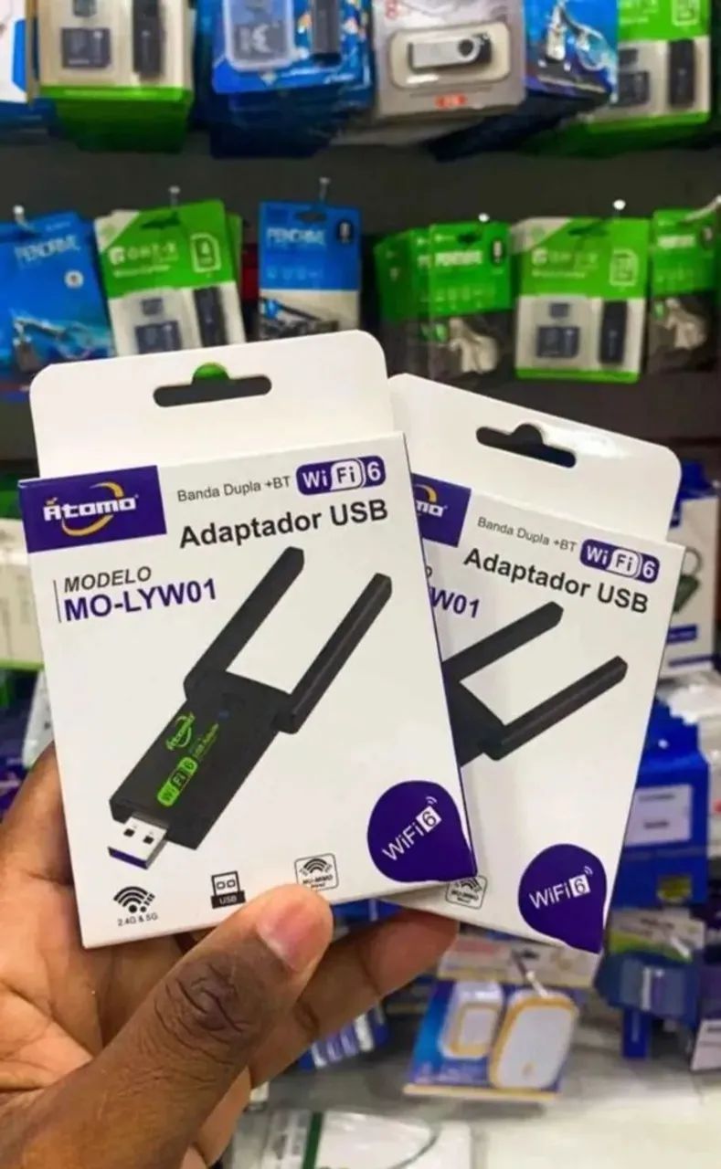 Adaptador Wi-fi 5g + Bluetooth USB com duas Antenas