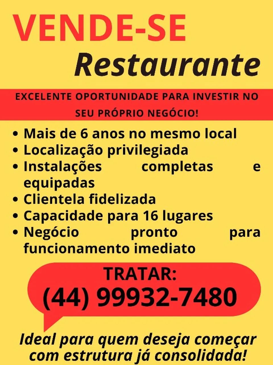 VENDE-SE RESTAURANTE NO CENTRO DE MARINGÁ