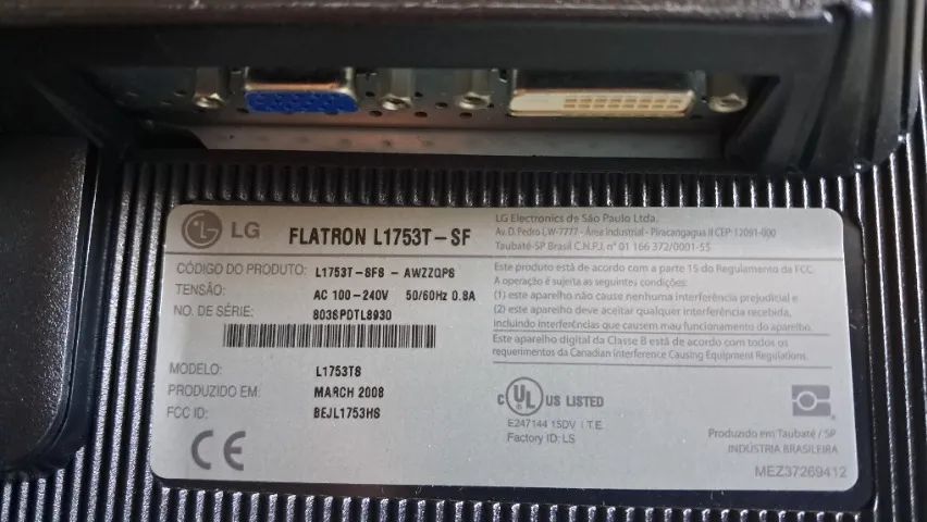 Monitor LCD LG 17" L1753T-SF em perfeito estado - Foto 6