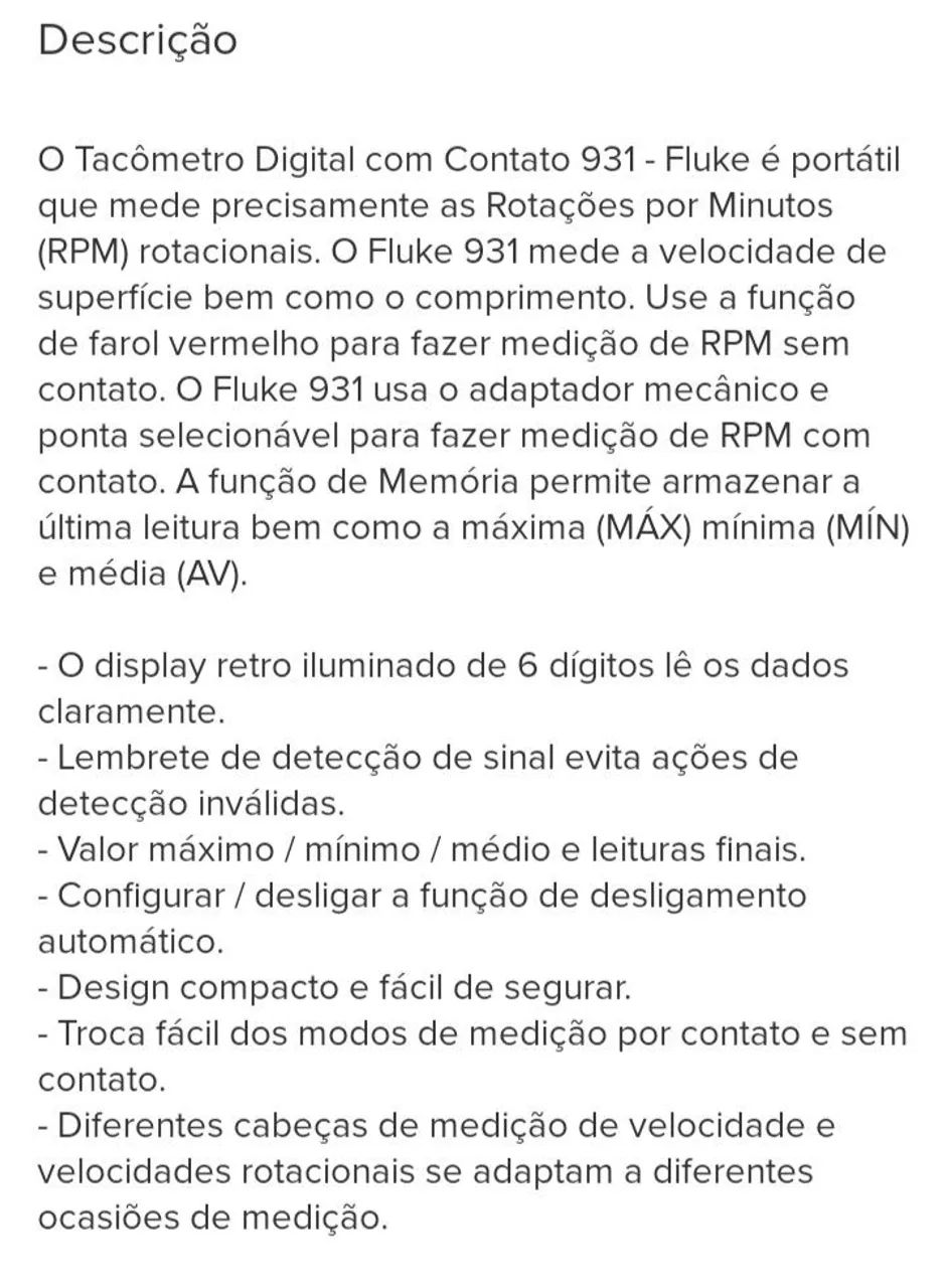 Tacômetro digital Fluke 931  - Foto 5