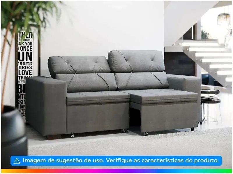 Sofá Retrátil Reclinável 3 Lugares Suede - Foto 3
