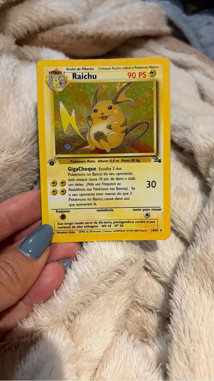 Carta Raichu (14/62) Hologrfica Da Coleo Fossil, 1 Edio - Brinquedos e Jogos - Kubitschek, Guarapari 1502673991 | OLX Carta Raichu (14/62) Hologrfica Da Coleo Fossil, 1 Edio - Brinquedos e Jogos - Kubitschek, Guarapari 1502673991 | OLX