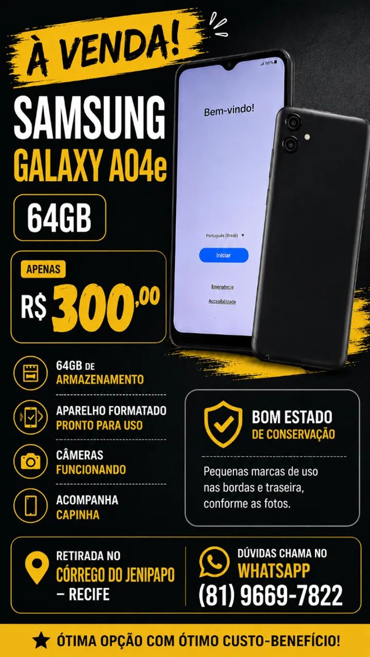 Samsung Galaxy A04e 64GB - Funcionando Perfeitamente 