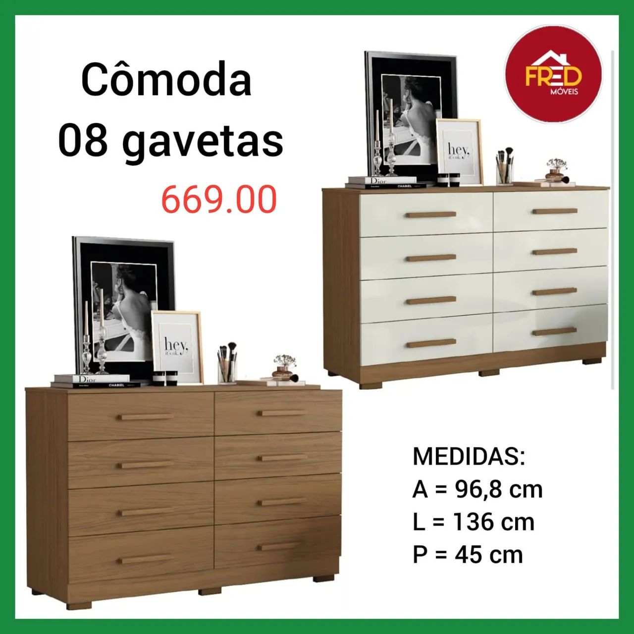 Cômoda 8 gavetas, entrega e monta, super promoção 