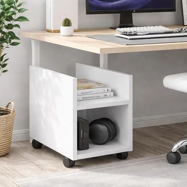 Suporte Branco Para Cpu Gabinete Com Rodinhas