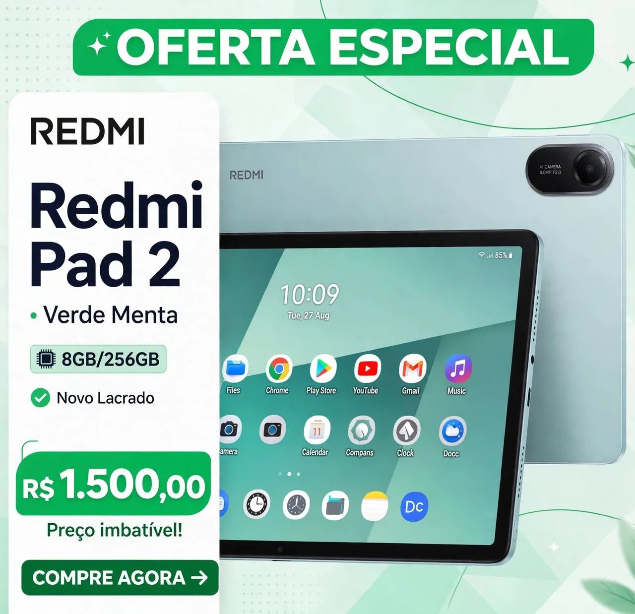 Tablet Xiaomi Redmi Pad2 256GB 8GB Verde Menta  - Foto 2
