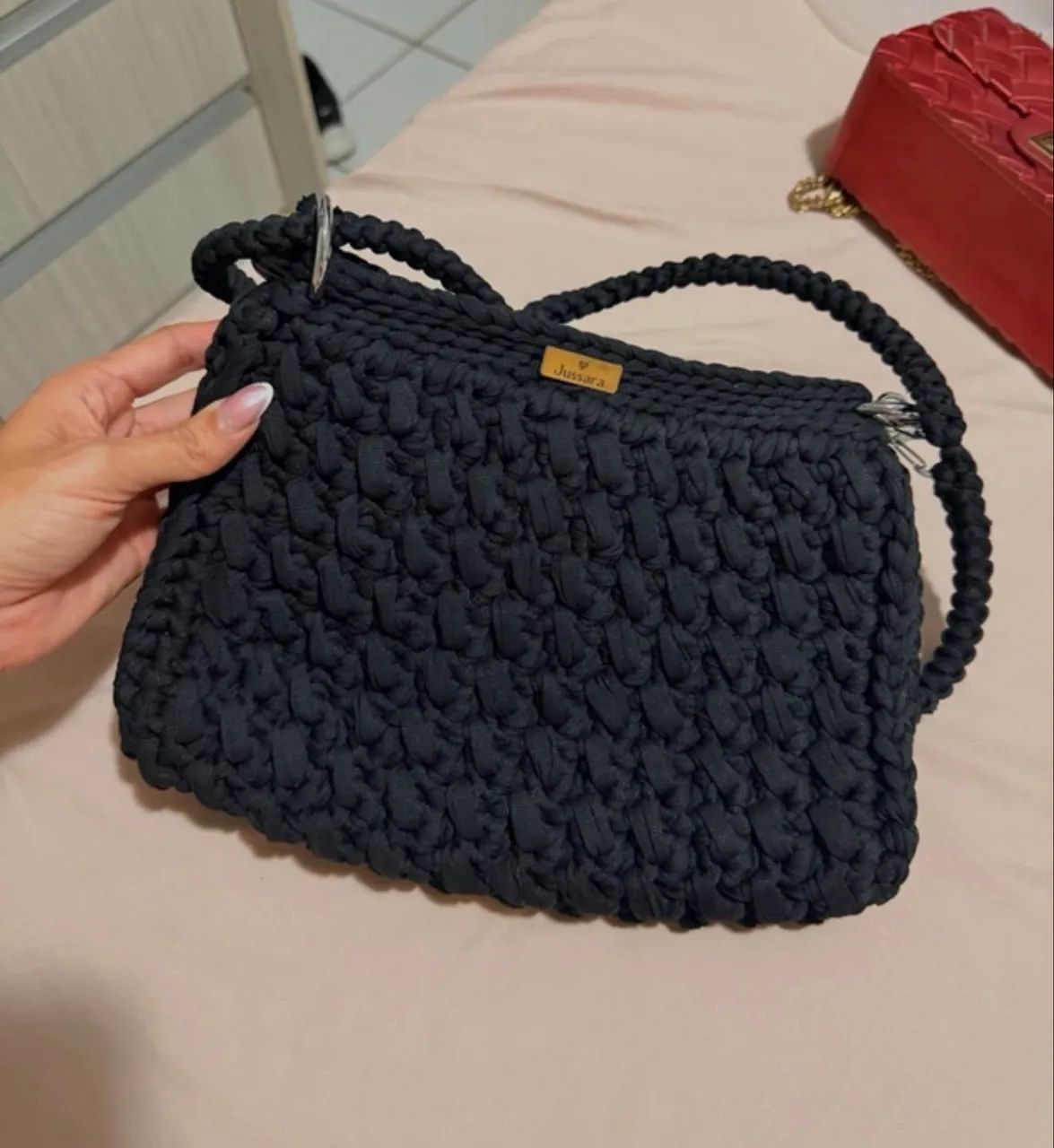 Bolsa de crochê artesanal Jussara - Preta - Foto 2