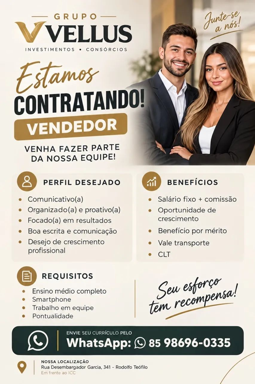 Vaga para vendas internas 