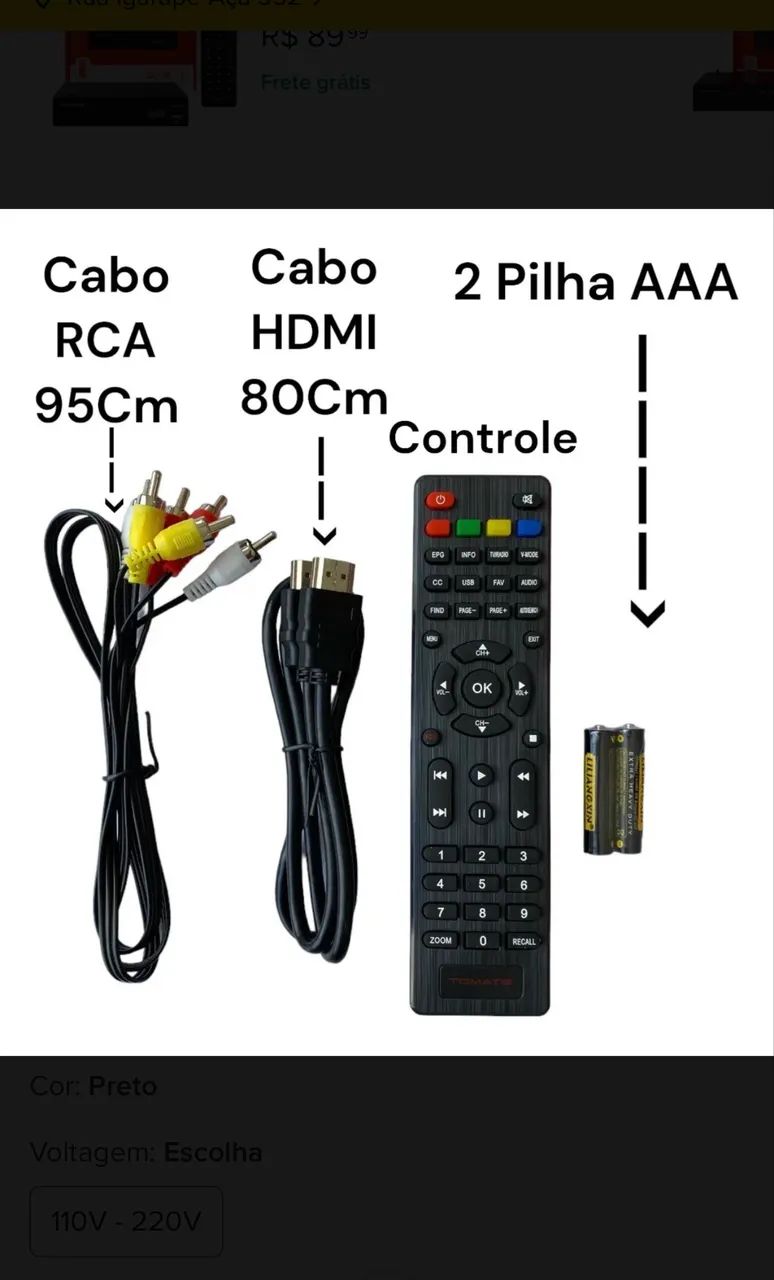 Conversor Digital Tomate Mcd-888 Usb Hdmi Rca 3 Portas Preto 110v - 220v - Foto 2