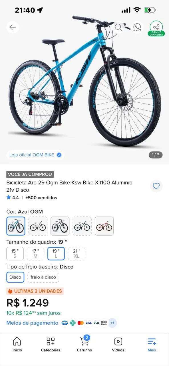 Bicicleta aro 29 ksw