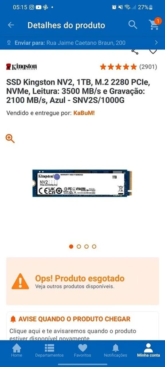 SSD NVMe 1TB Kingston + Dissipador rgb - Foto 3