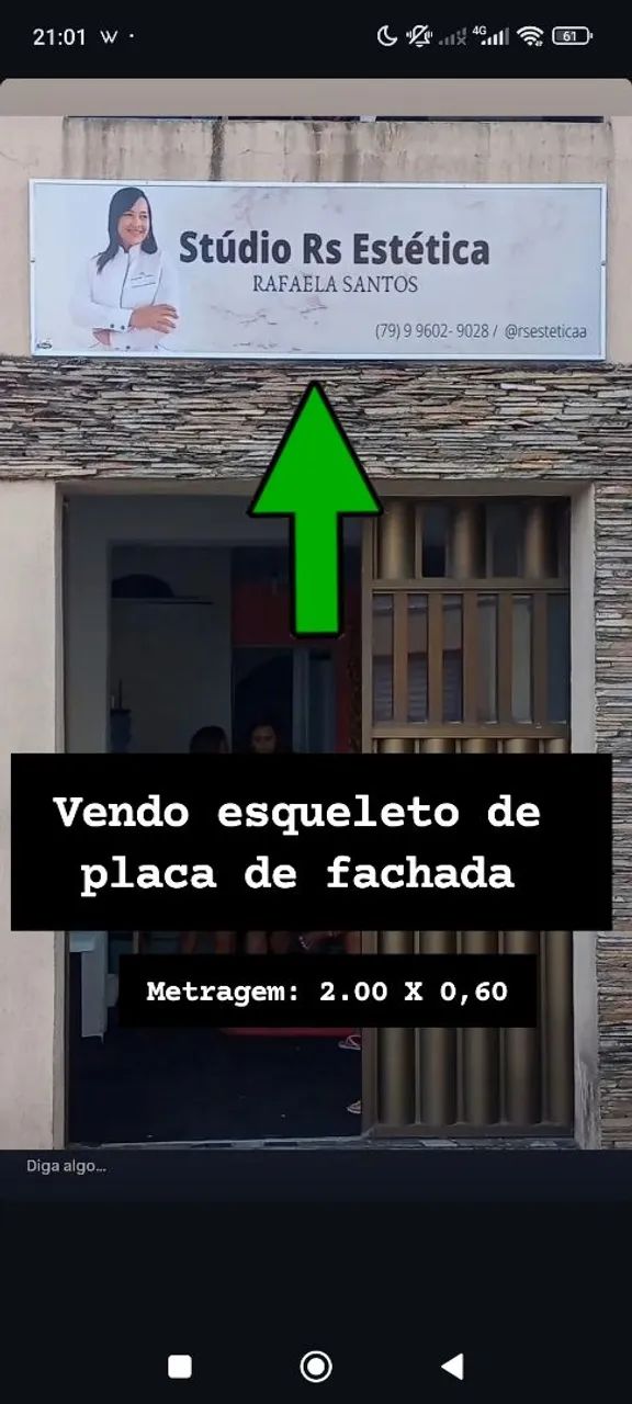 Esqueleto placa de fachada medindo 2,00 X 0,60