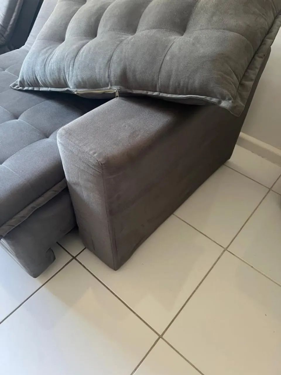 Sofá Retrátil Reclinável e Cama 2,15m Cama inBox Flex Suede Velusoft Cinza453011682027130885