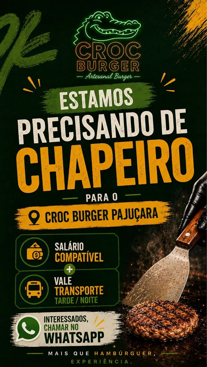 Vagas para chapeiro na Pajuçara 