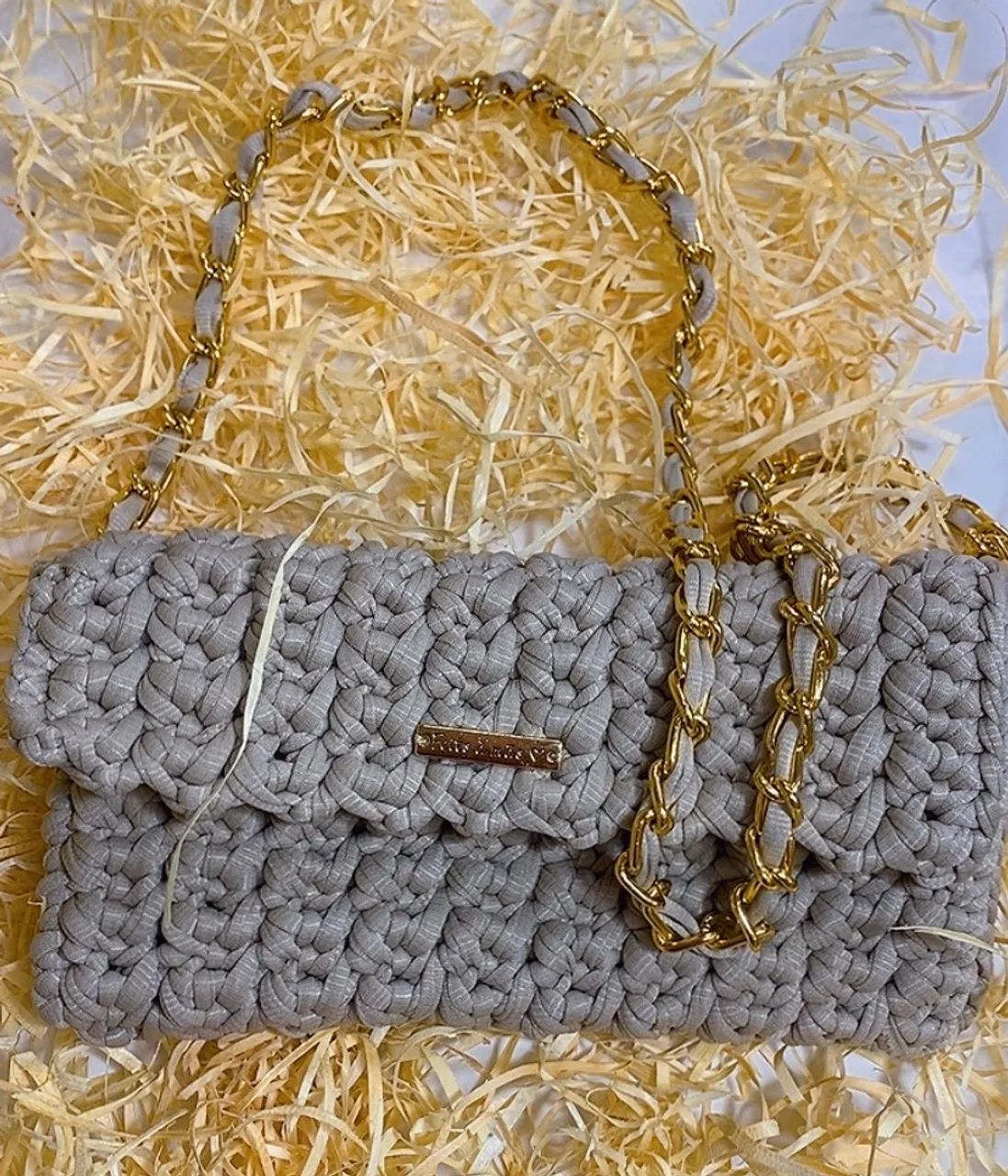 Bolsa de crochê cor bege