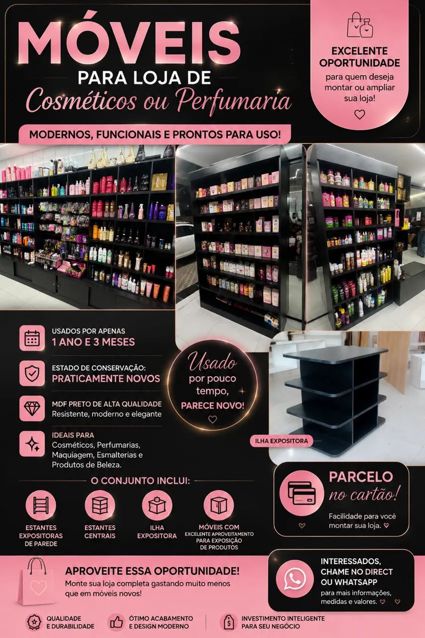 Móveis para loja de cosméticos ou perfumaria 