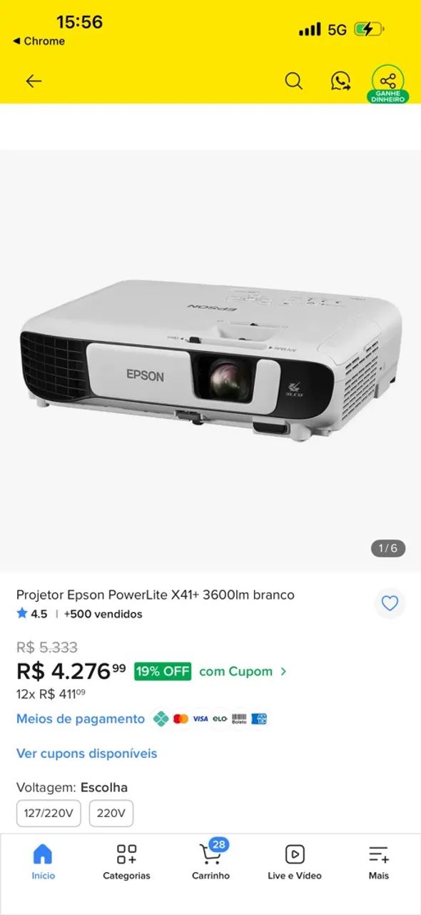 Projetor Epson PowerLite X41+ 3600lm branco - Foto 3